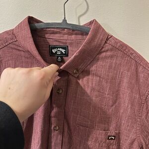 Billabong Men's Red Button Down Shirt